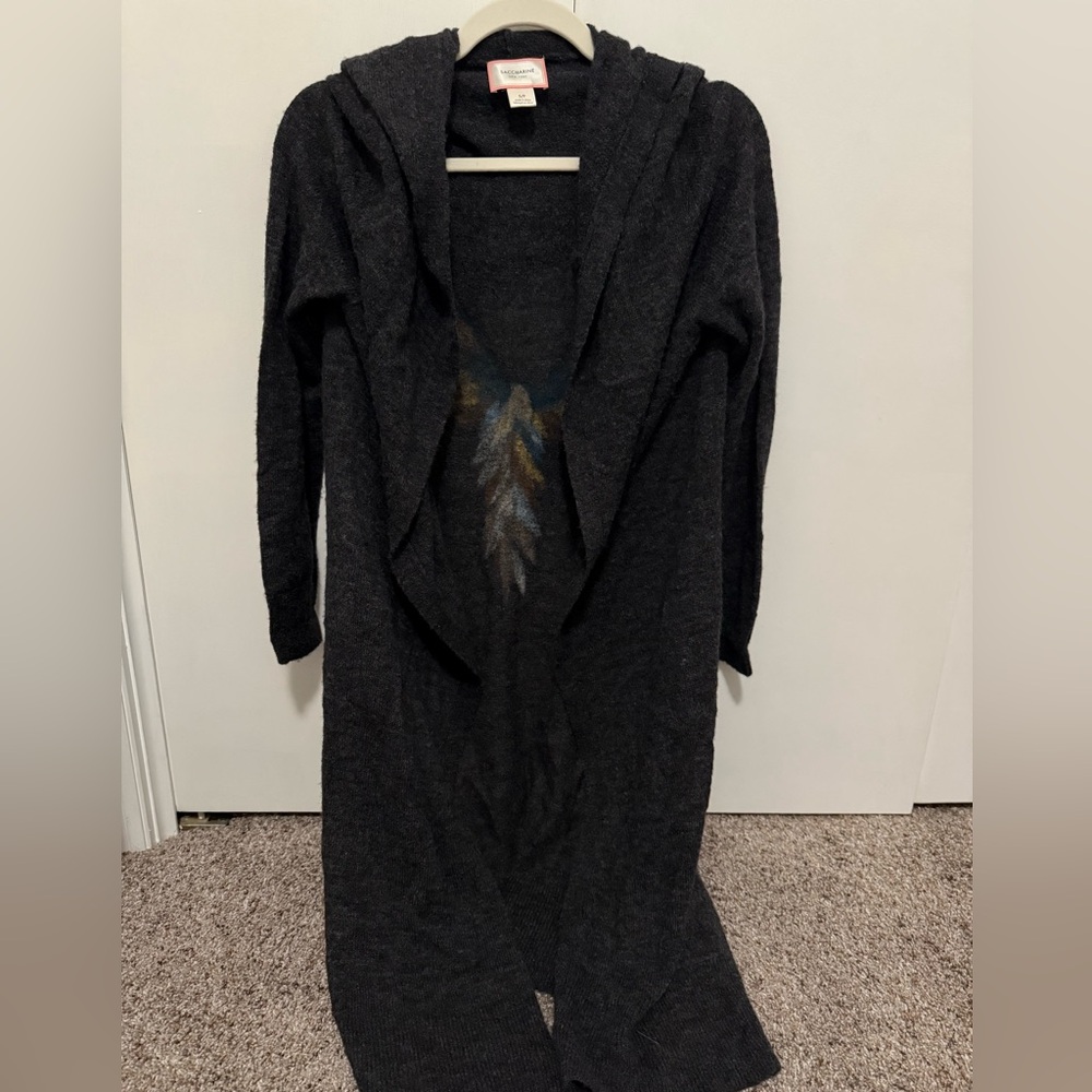 Saccharine New York Alpaca/Wool Eagle Wing Cardigan-Sprite, Size S, Charcoal